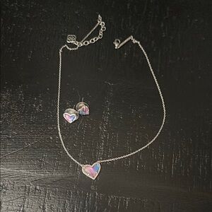 Kendra Scott Silver and Pink Heart Necklace